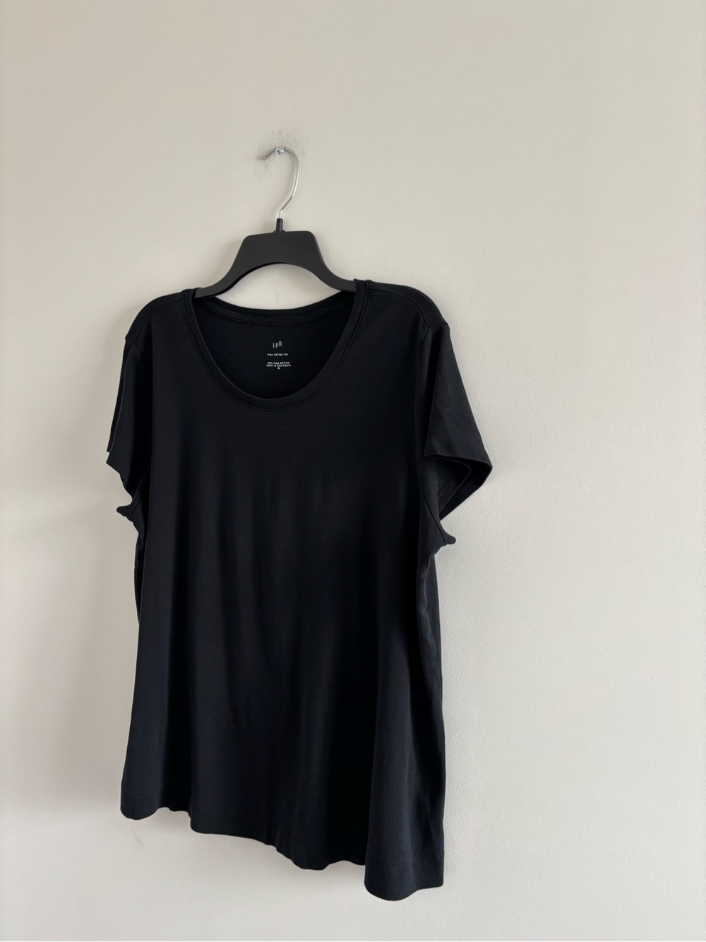 J. Jill Pima Cotton Tee T-Shirt Black Short Sleeve Womens XL Casual Minimalist - Picture 4 of 9